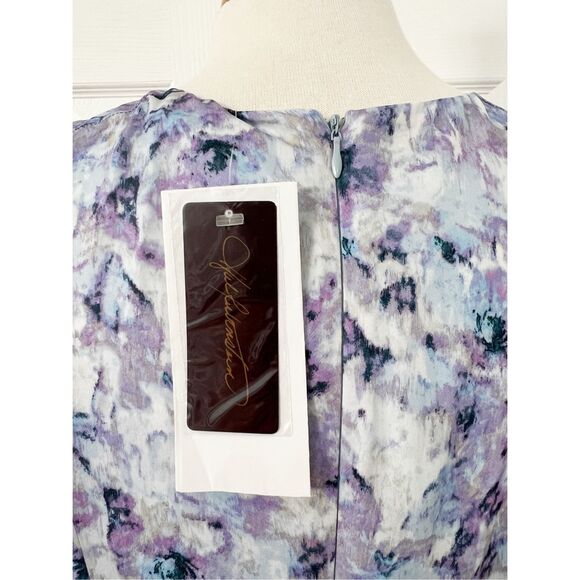 Hal Rubenstein Ruched Purple Floral Print Round Neck Sheath Dress Size 14 NWT - Picture 5 of 7